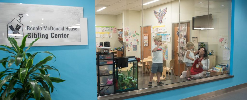 Ronald McDonald House sibling Center with kids playing inside